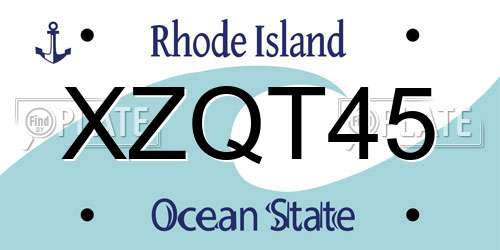 XZQT45 Rhode Island License Plate