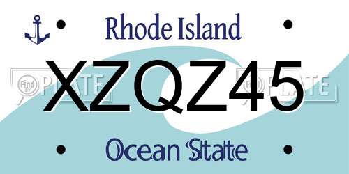 XZQZ45 Rhode Island License Plate