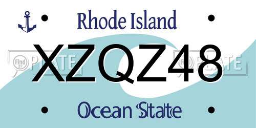 XZQZ48 Rhode Island License Plate