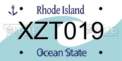 XZT019 Rhode Island License Plate