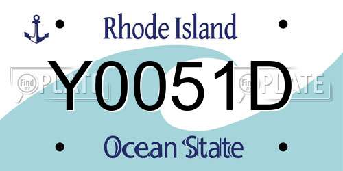 Y0051D Rhode Island License Plate