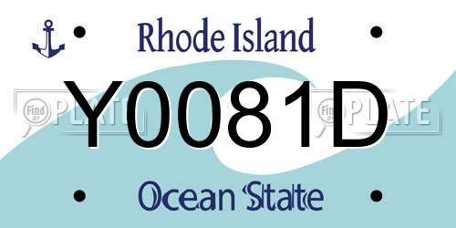 Y0081D Rhode Island License Plate
