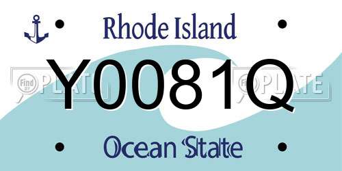 Y0081Q Rhode Island License Plate