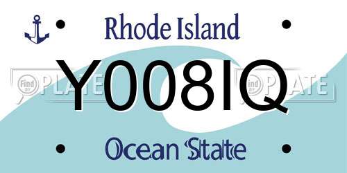 Y008IQ Rhode Island License Plate