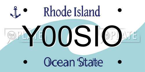 Y00SIO Rhode Island License Plate
