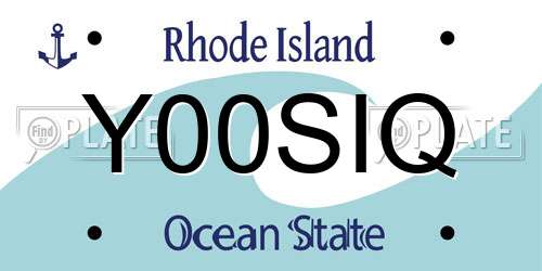 Y00SIQ Rhode Island License Plate