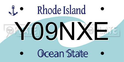Y09NXE Rhode Island License Plate