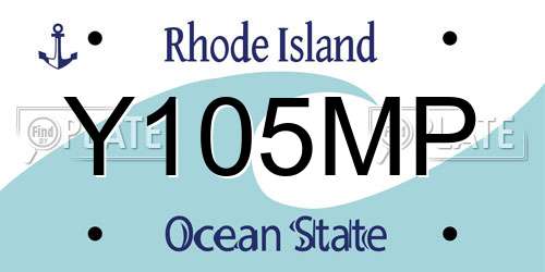 Y105MP Rhode Island License Plate