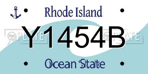 Y1454B Rhode Island License Plate