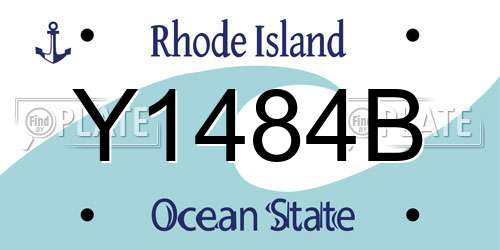 Y1484B Rhode Island License Plate