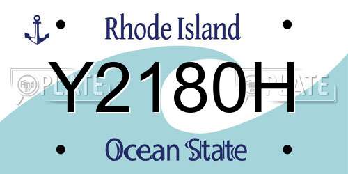 Y2180H Rhode Island License Plate