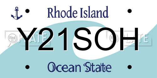 Y21SOH Rhode Island License Plate