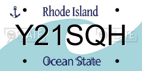 Y21SQH Rhode Island License Plate
