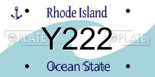 Y222 Rhode Island License Plate