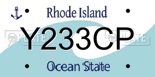 Y233CP Rhode Island License Plate