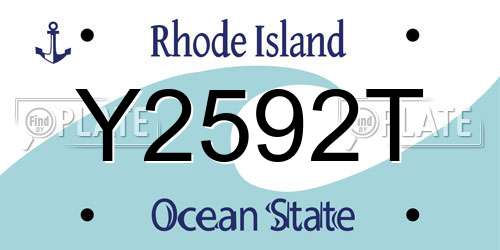 Y2592T Rhode Island License Plate
