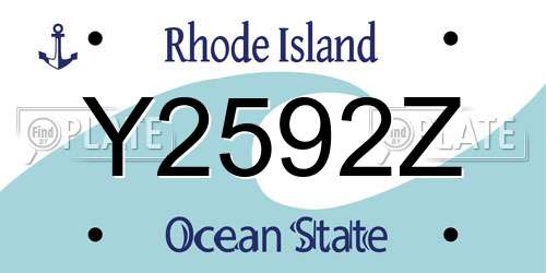 Y2592Z Rhode Island License Plate