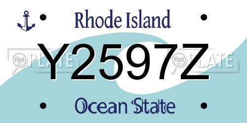 Y2597Z Rhode Island License Plate