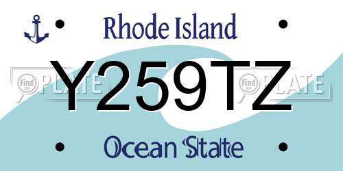 Y259TZ Rhode Island License Plate