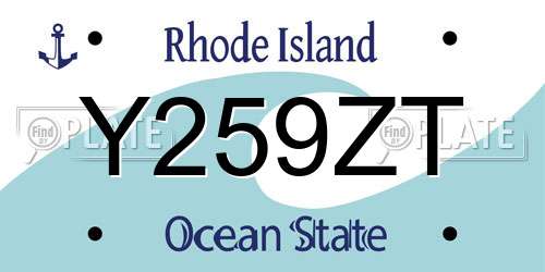 Y259ZT Rhode Island License Plate