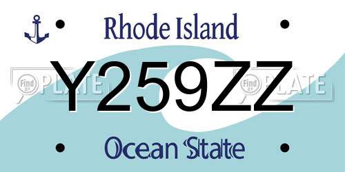 Y259ZZ Rhode Island License Plate