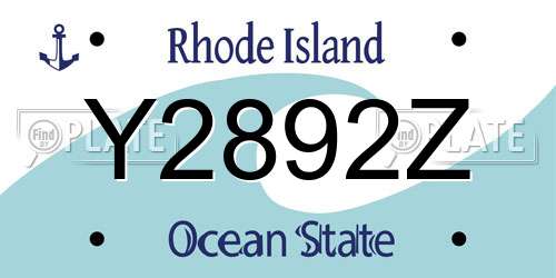 Y2892Z Rhode Island License Plate