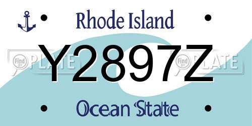 Y2897Z Rhode Island License Plate