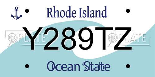 Y289TZ Rhode Island License Plate