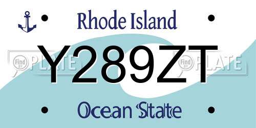 Y289ZT Rhode Island License Plate