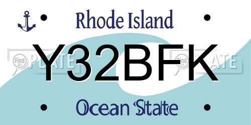 Y32BFK Rhode Island License Plate