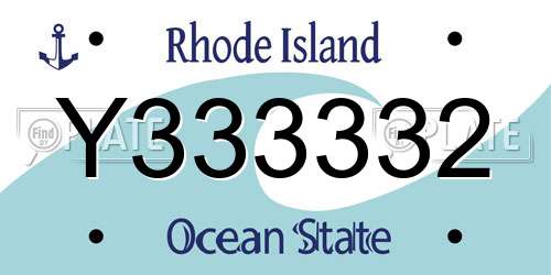 Y333332 Rhode Island License Plate