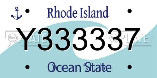 Y333337 Rhode Island License Plate