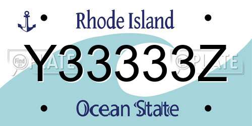 Y33333Z Rhode Island License Plate