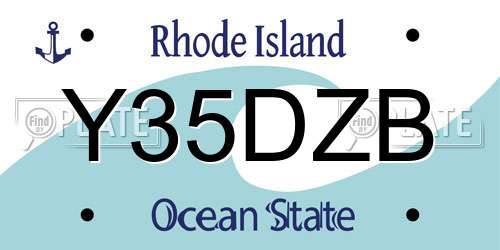 Y35DZB Rhode Island License Plate