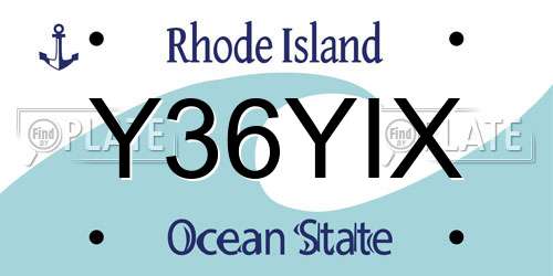 Y36YIX Rhode Island License Plate