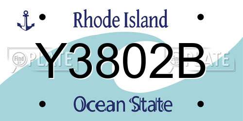 Y3802B Rhode Island License Plate