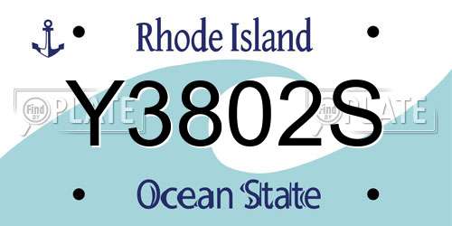 Y3802S Rhode Island License Plate