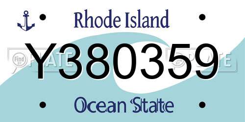 Y380359 Rhode Island License Plate