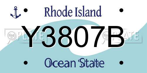 Y3807B Rhode Island License Plate