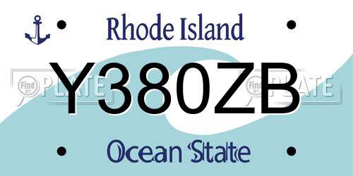 Y380ZB Rhode Island License Plate