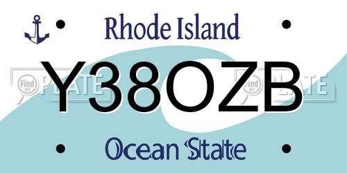 Y38OZB Rhode Island License Plate