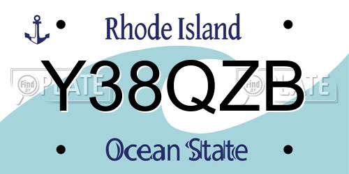 Y38QZB Rhode Island License Plate