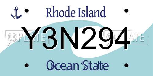 Y3N294 Rhode Island License Plate