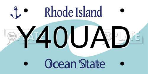 Y40UAD Rhode Island License Plate