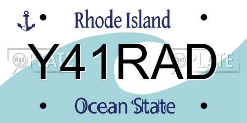Y41RAD Rhode Island License Plate