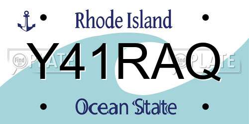 Y41RAQ Rhode Island License Plate