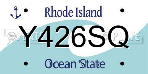 Y426SQ Rhode Island License Plate