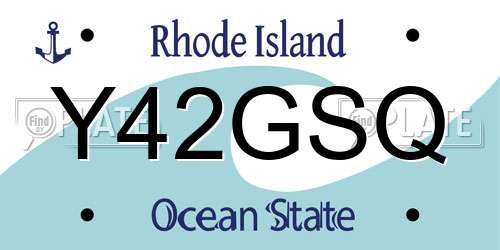 Y42GSQ Rhode Island License Plate