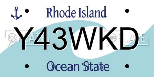 Y43WKD Rhode Island License Plate