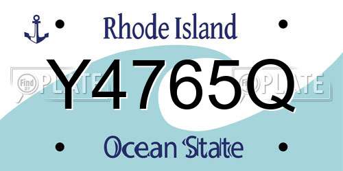 Y4765Q Rhode Island License Plate